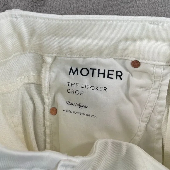 Mother The Looker Crop in Glass Slipper Jeans Women 25 White Slim Fit USA NWOT - Picture 6 of 14